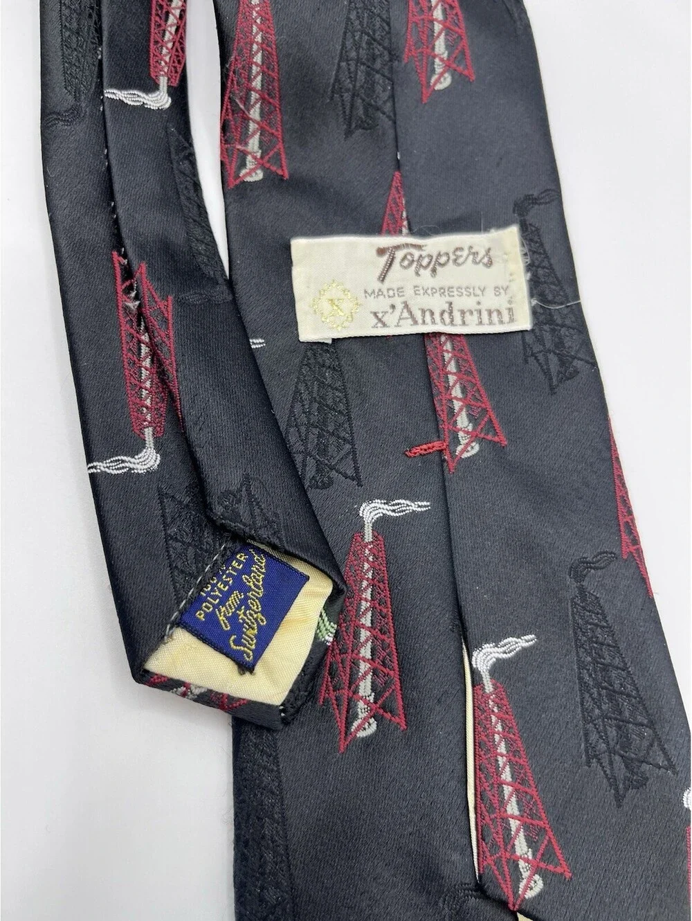 x'Andrini Toppers Tie Oil Wells Vintage Classic  3.5